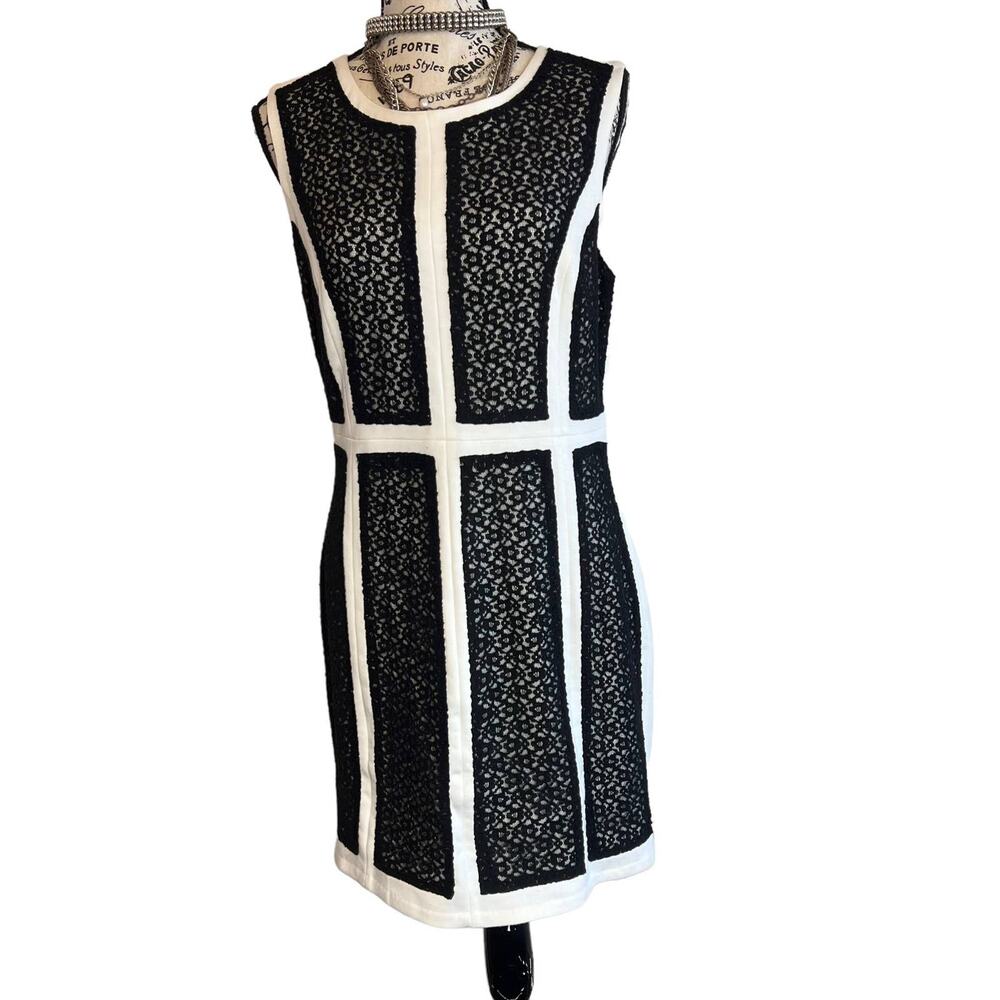 Giani Bini Black White Open Back Dress Large NWT